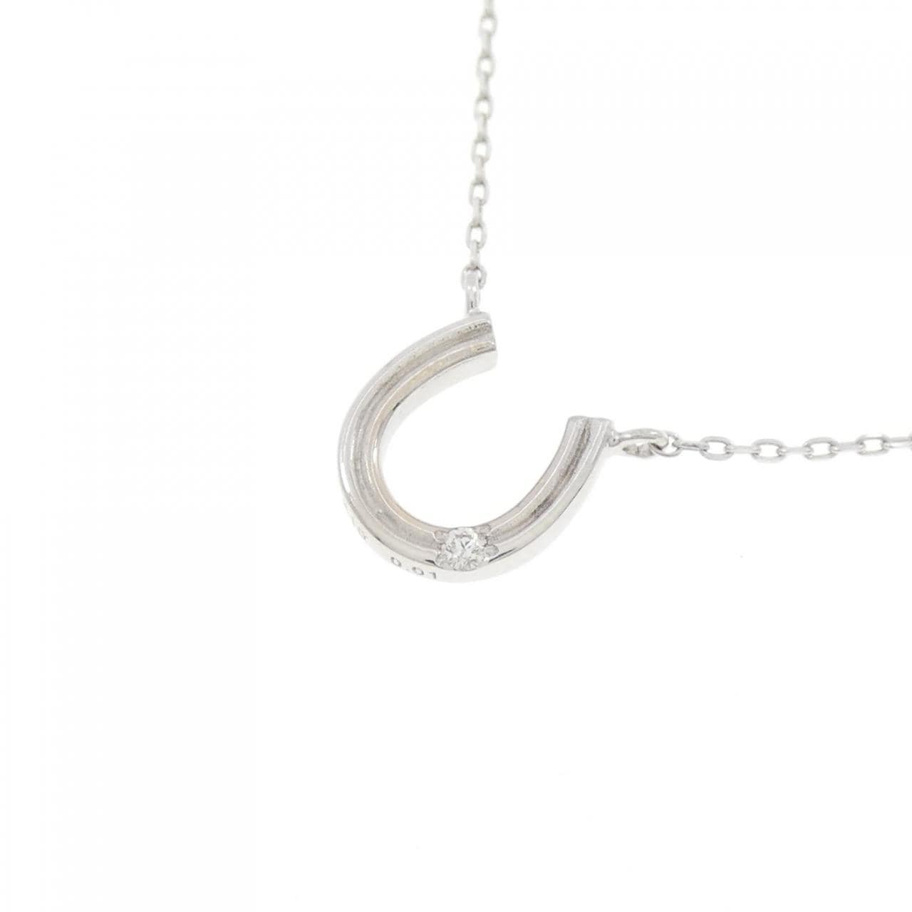 K10WG Horseshoe Diamond Necklace 0.01CT