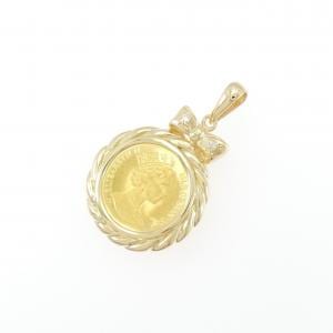 K18YG(枠) ダイヤモンド コイン ペンダント 0.02CT