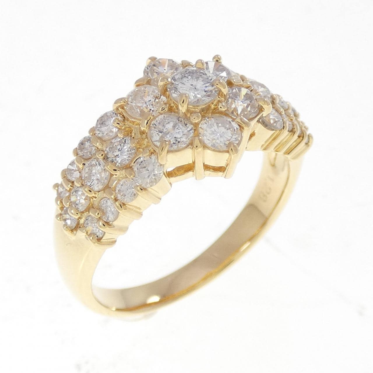 K18YG フラワー ダイヤモンド リング 1.28CT