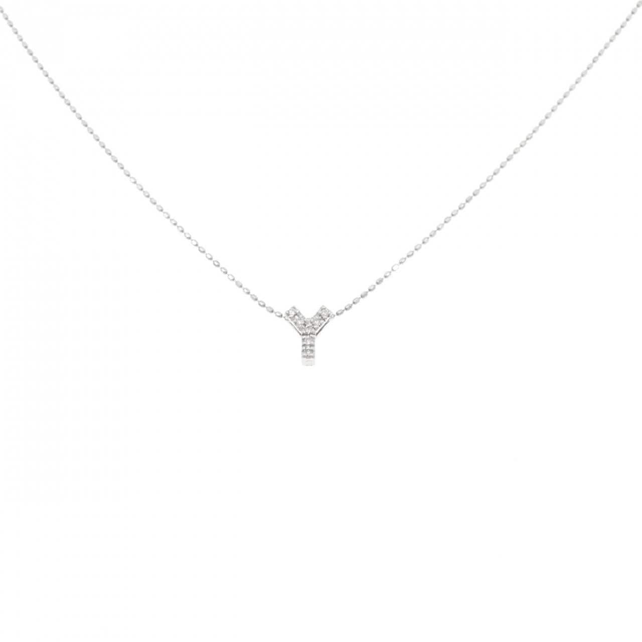 K18WG イニシャルY ダイヤモンド ネックレス 0.05CT