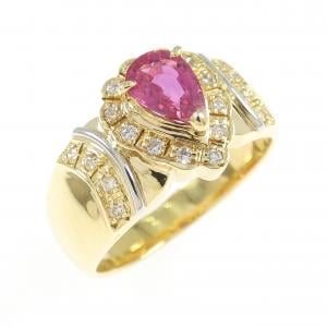 K18YG/PT900 ルビー リング 0.53CT