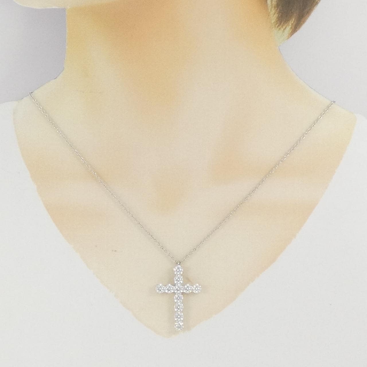 チャー クロス ダイヤモンド ネックレス 3.13CT