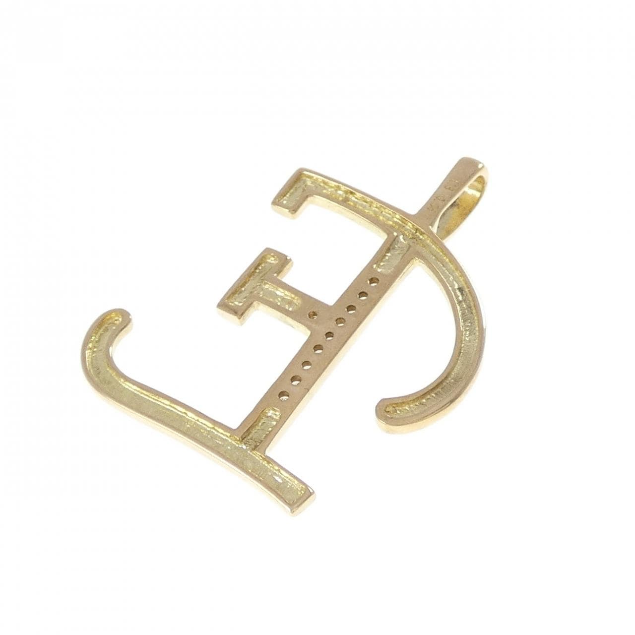K18YG イニシャルE ダイヤモンド ペンダント 0.05CT