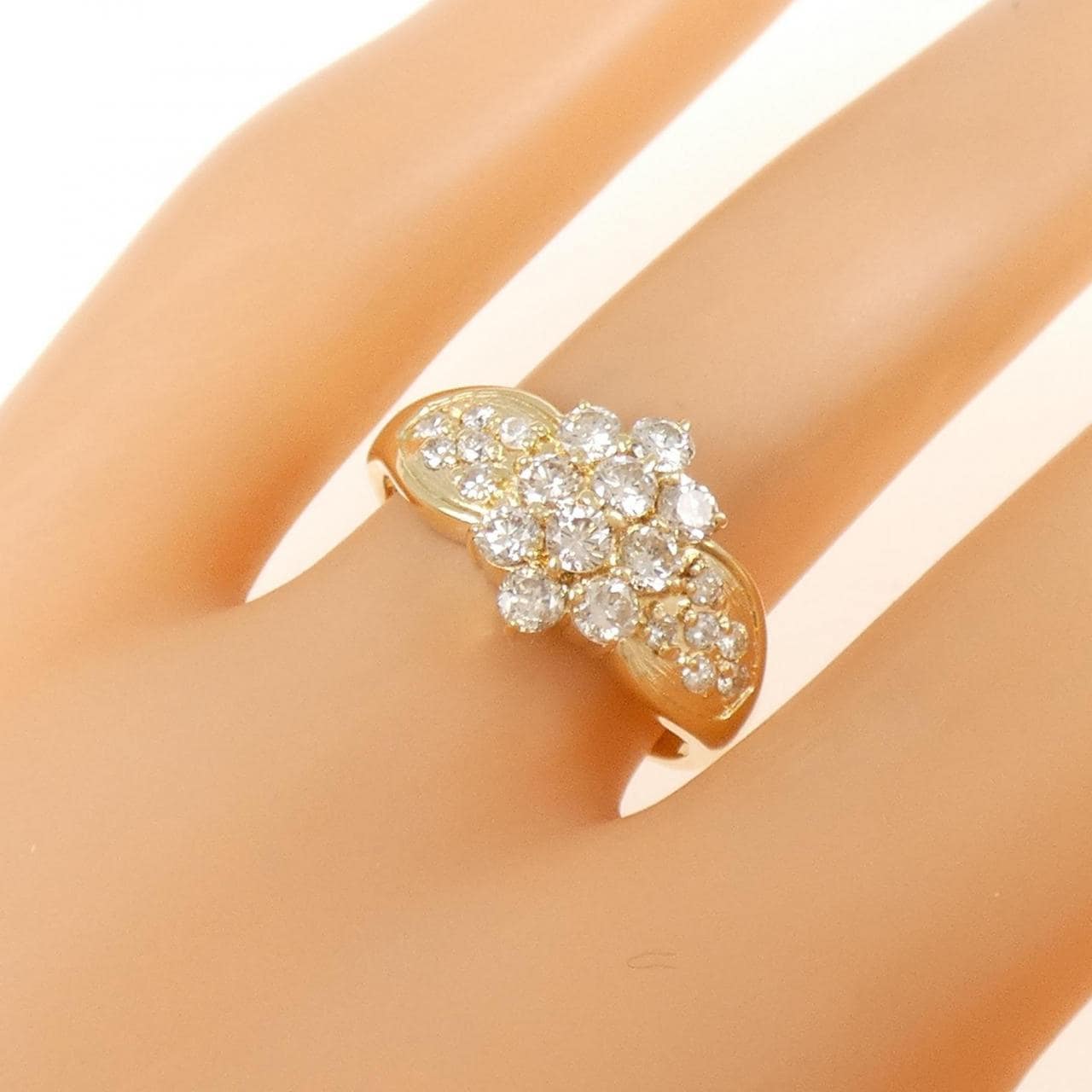 K18YG フラワー ダイヤモンド リング 0.79CT