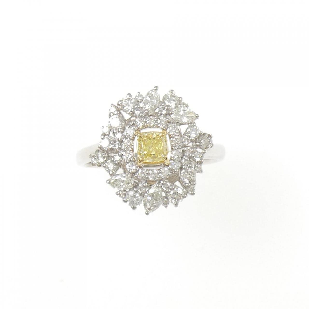 PT950/K18WG ダイヤモンド リング 0.313CT FY VS1 ファンシーカット