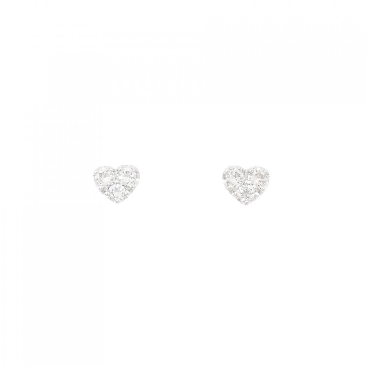 K18WG Heart Diamond Earrings 0.20CT