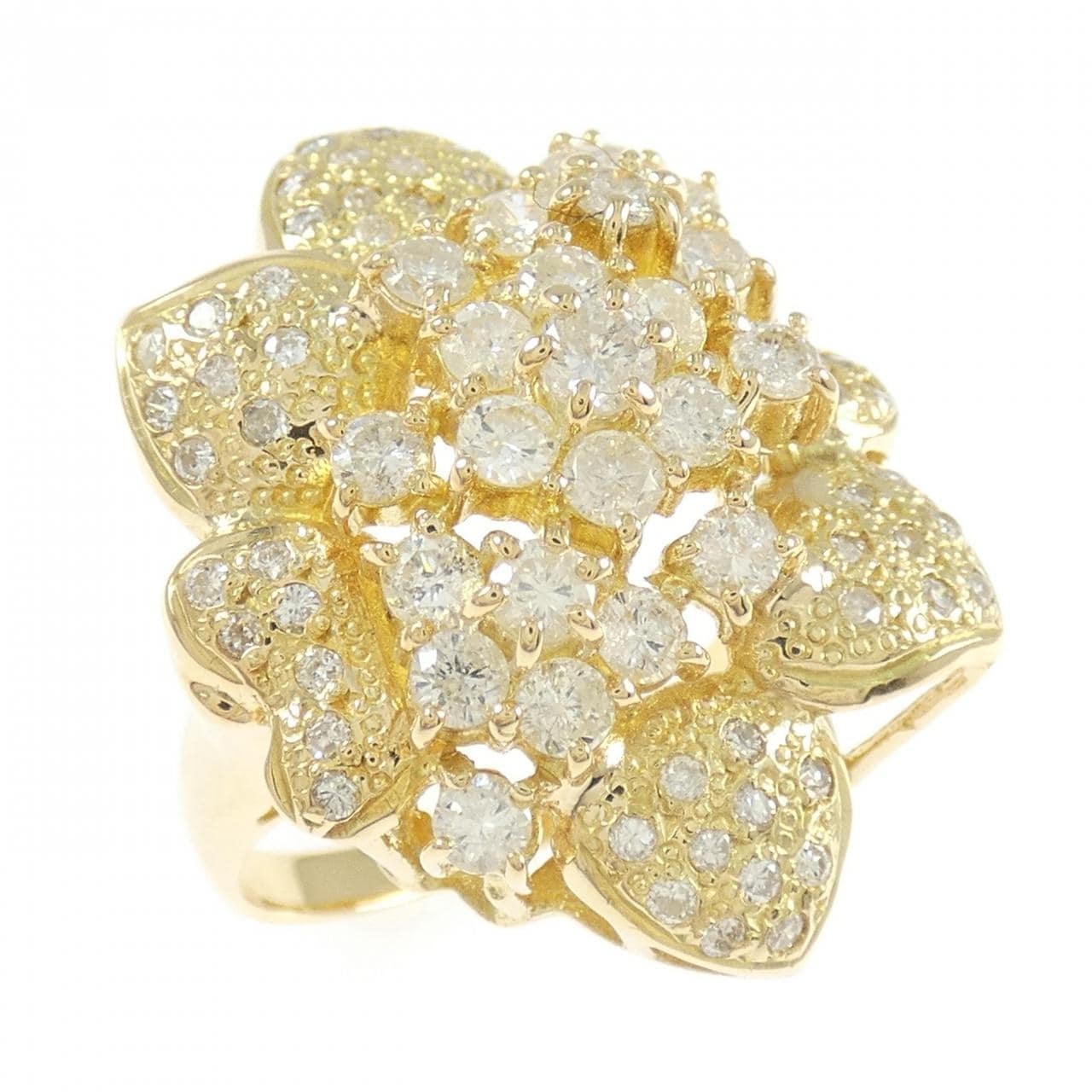 K18YG フラワー ダイヤモンド リング 1.64CT