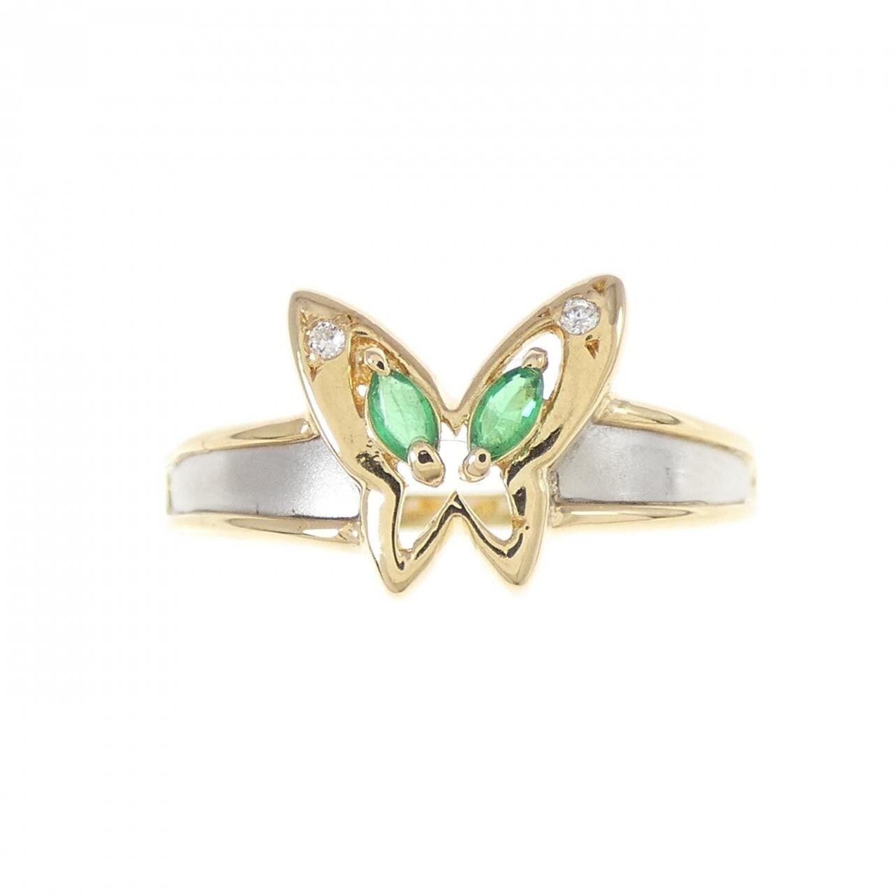 K18YG/PT butterfly emerald ring