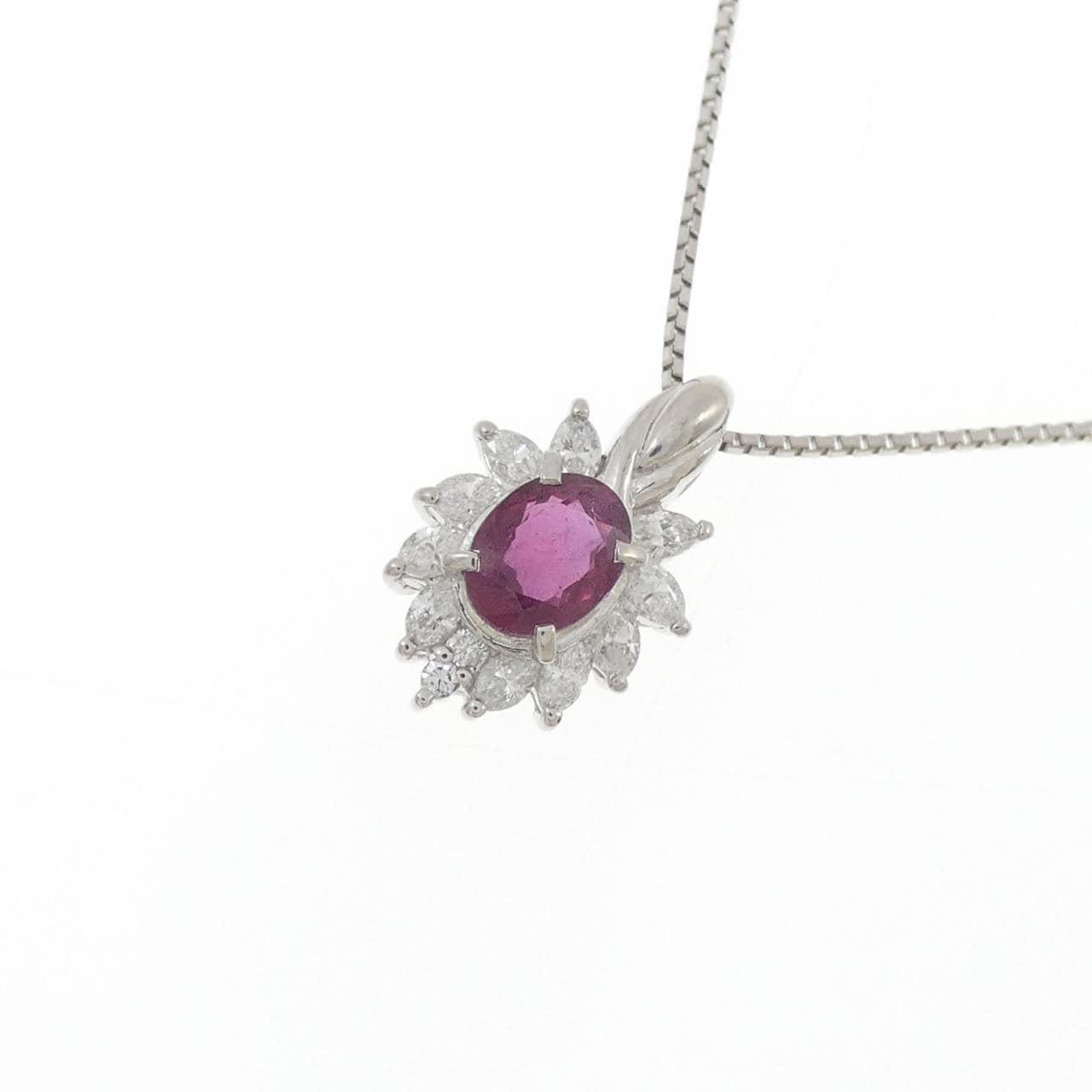 PT900/PT850 ルビー ネックレス 0.77CT