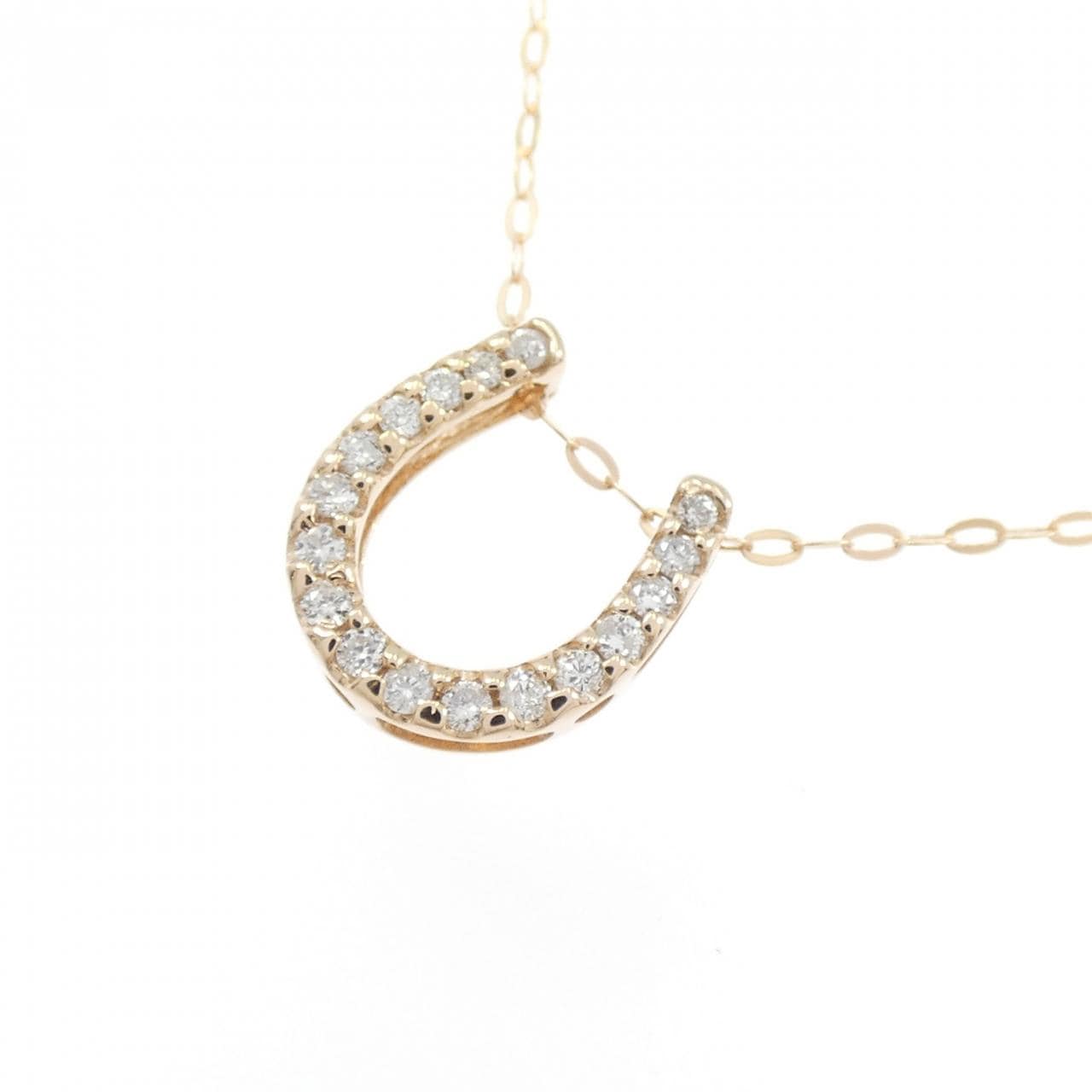 K18PG ホースシュー ダイヤモンド ネックレス 0.10CT