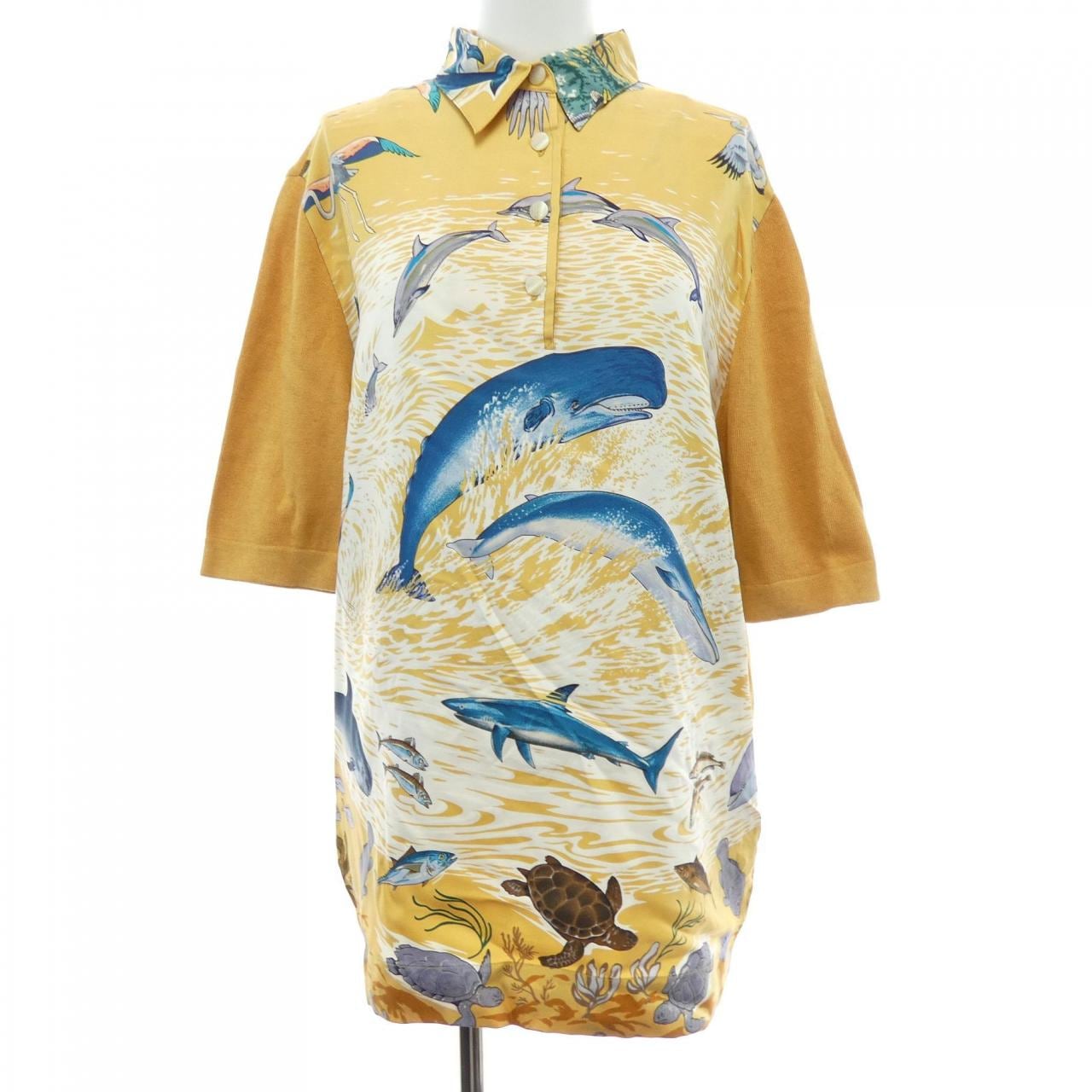 【ヴィンテージ】エルメス HERMES LAVIE PRECIEVSE DE LA MEDITERRANEE ツイルレーヌ. ポロシャツ