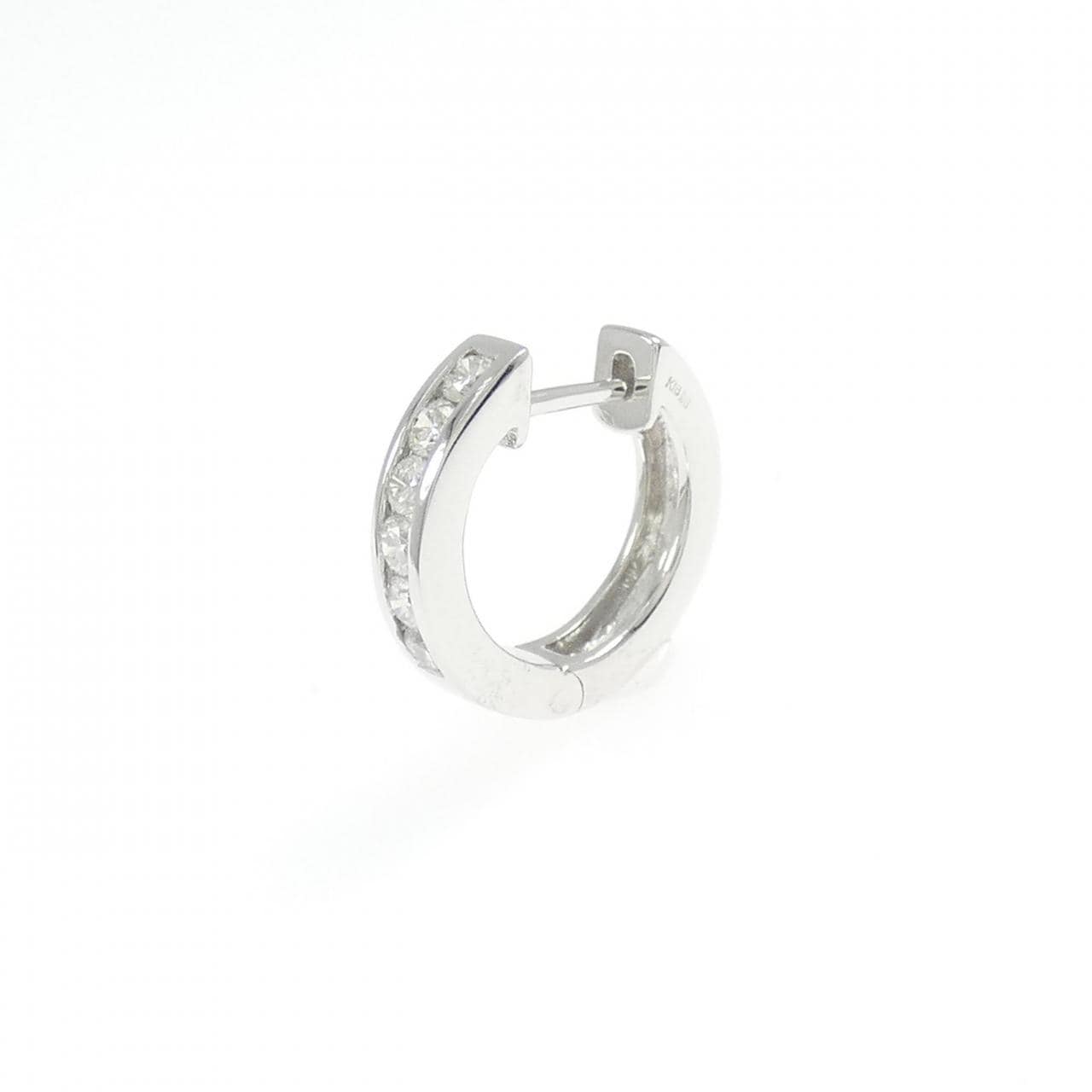 K18WG ダイヤモンド フープ ピアス 片耳