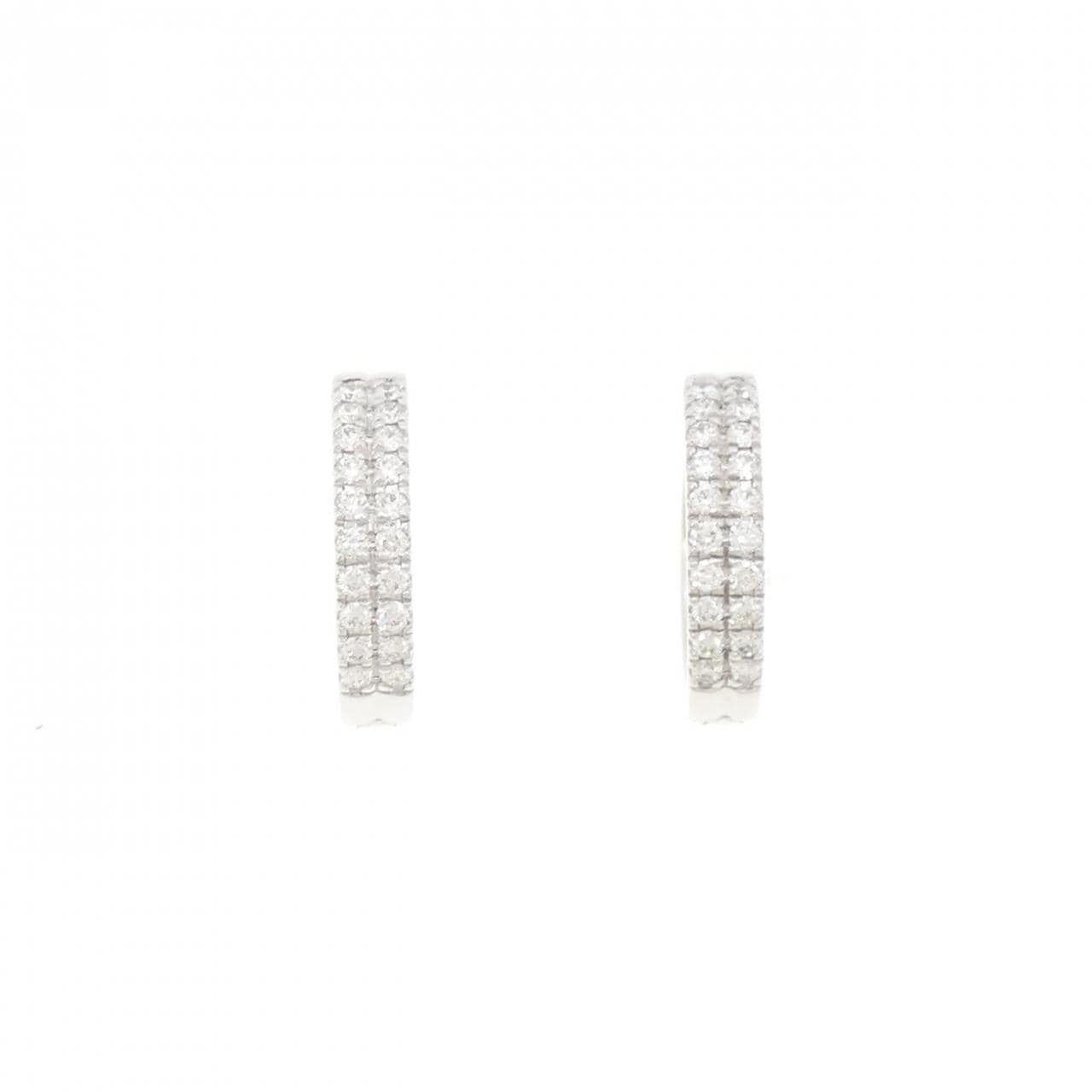 K18WG/18KWG フープ ダイヤモンド ピアス 0.227CT