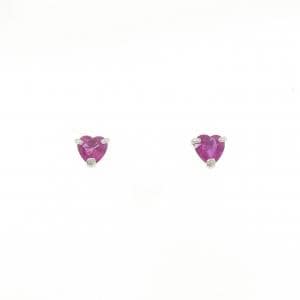 PT900 ハート ルビー ピアス 0.52CT