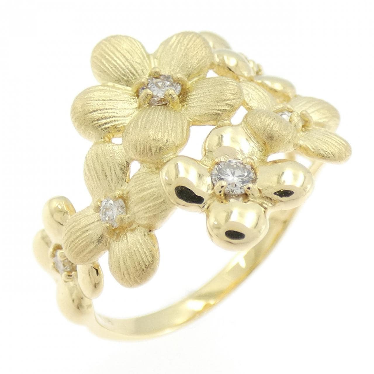 K18YG フラワー ダイヤモンド リング 0.23CT