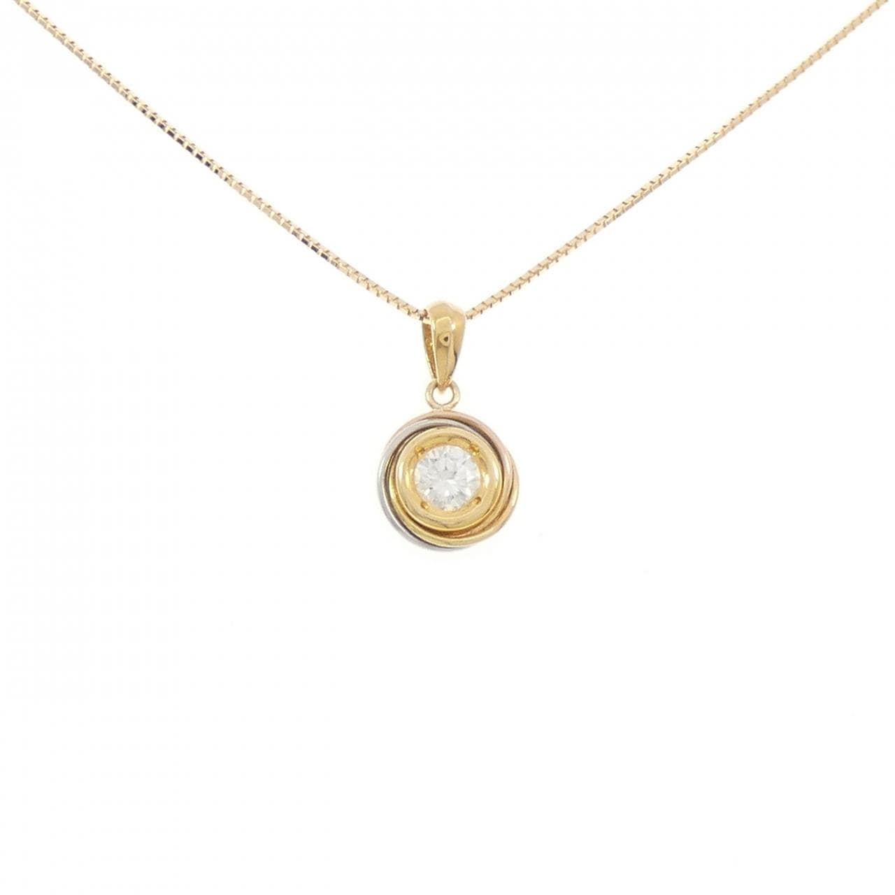 K18YG/PT900/K18PG ダイヤモンド ネックレス 0.30CT