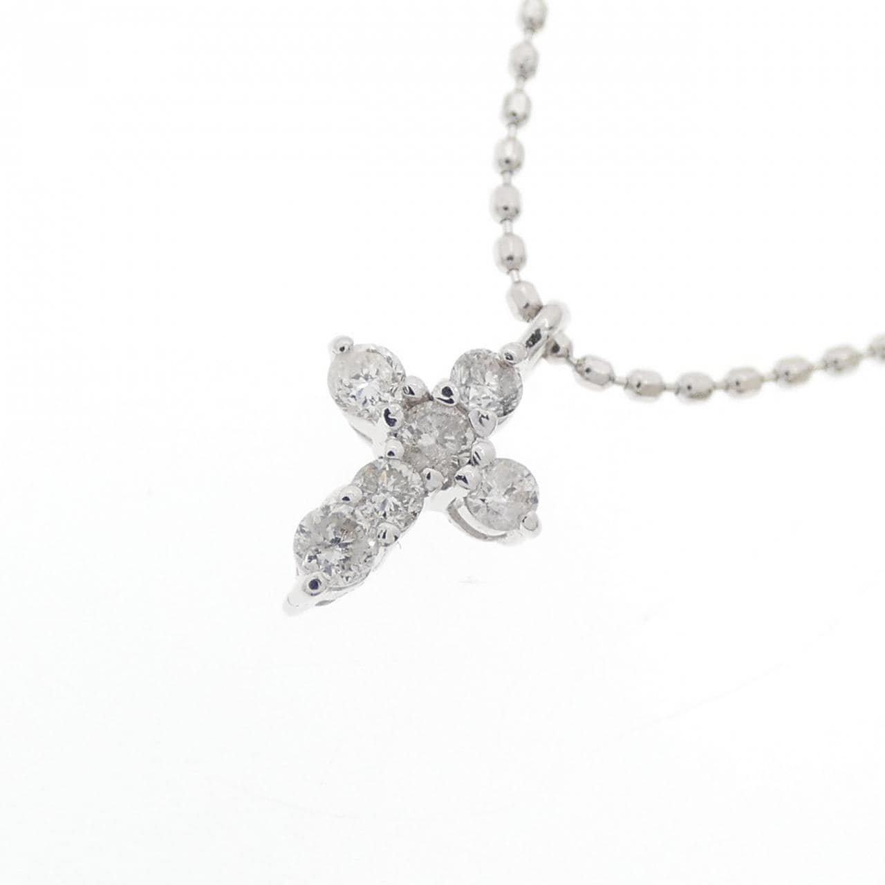 K18WG クロス ダイヤモンド ネックレス 0.12CT