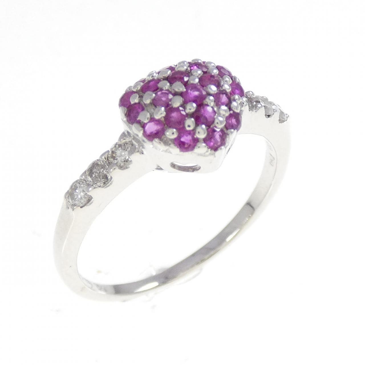 K18WG ハート ルビー リング 0.30CT