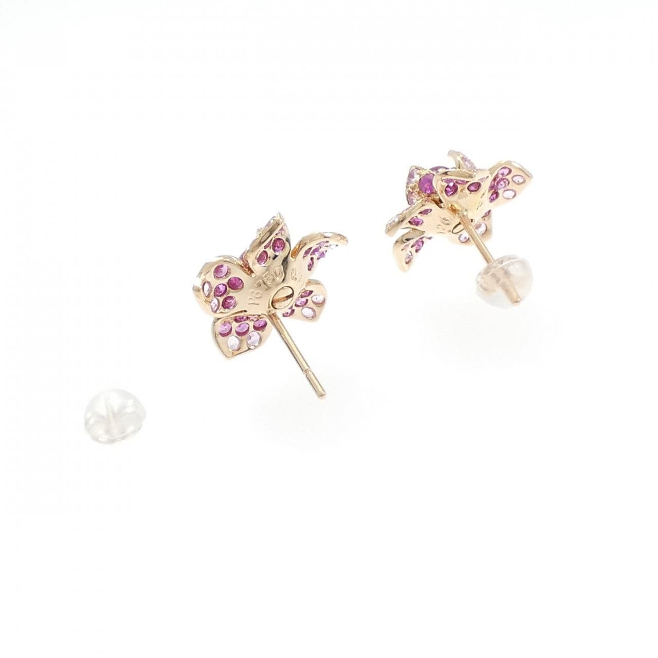 750PG フラワー スタールビー ピアス 0.73CT