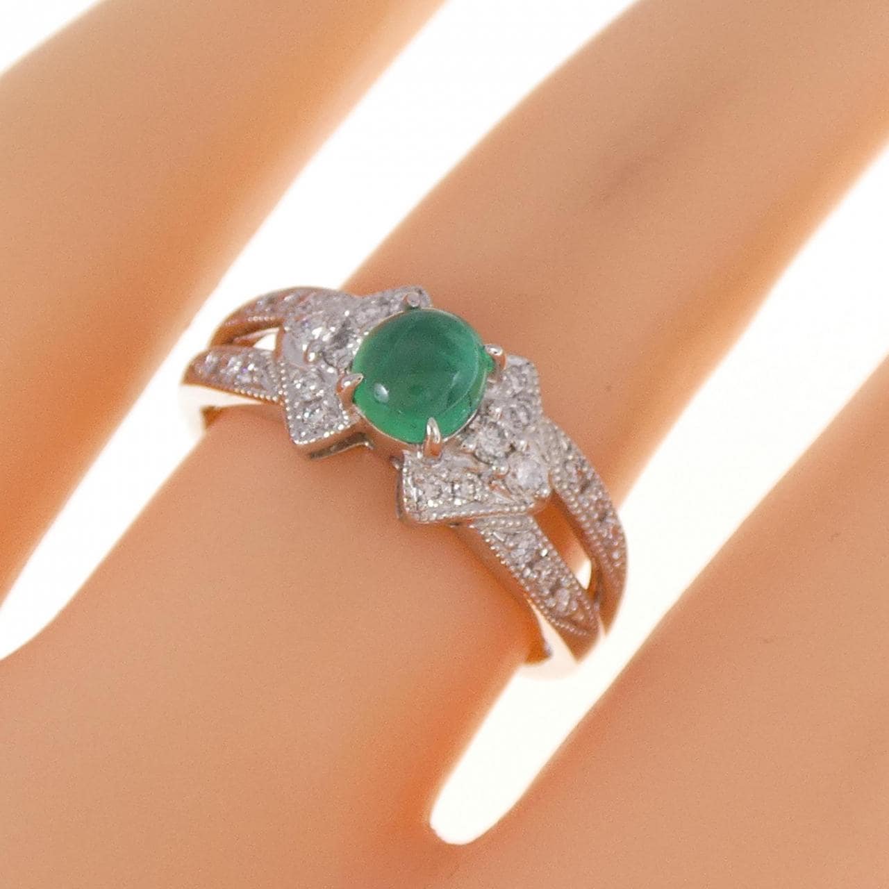 PT Emerald Cat&#39;s Eye Ring 0.44CT