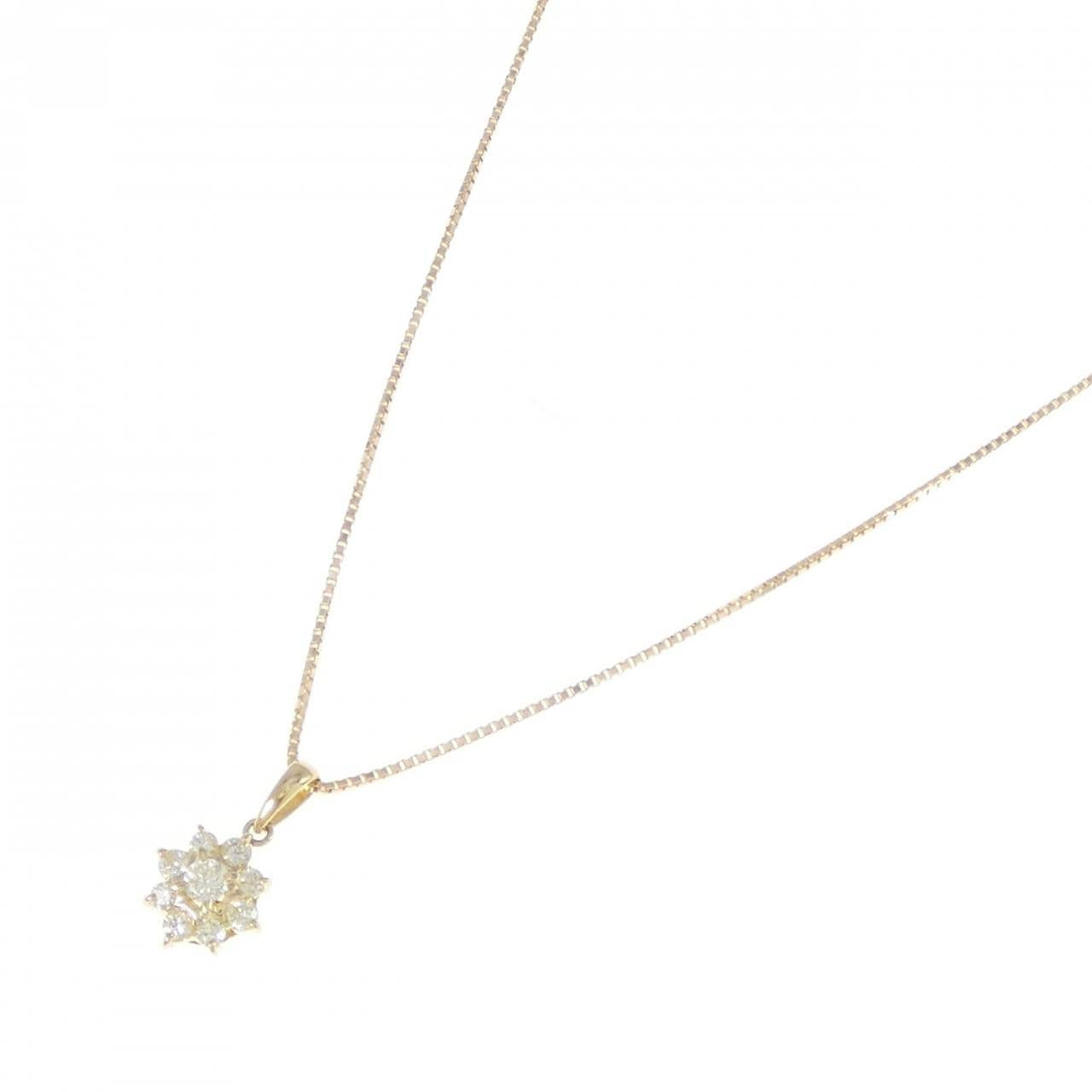 K18YG flower Diamond necklace 0.3CT