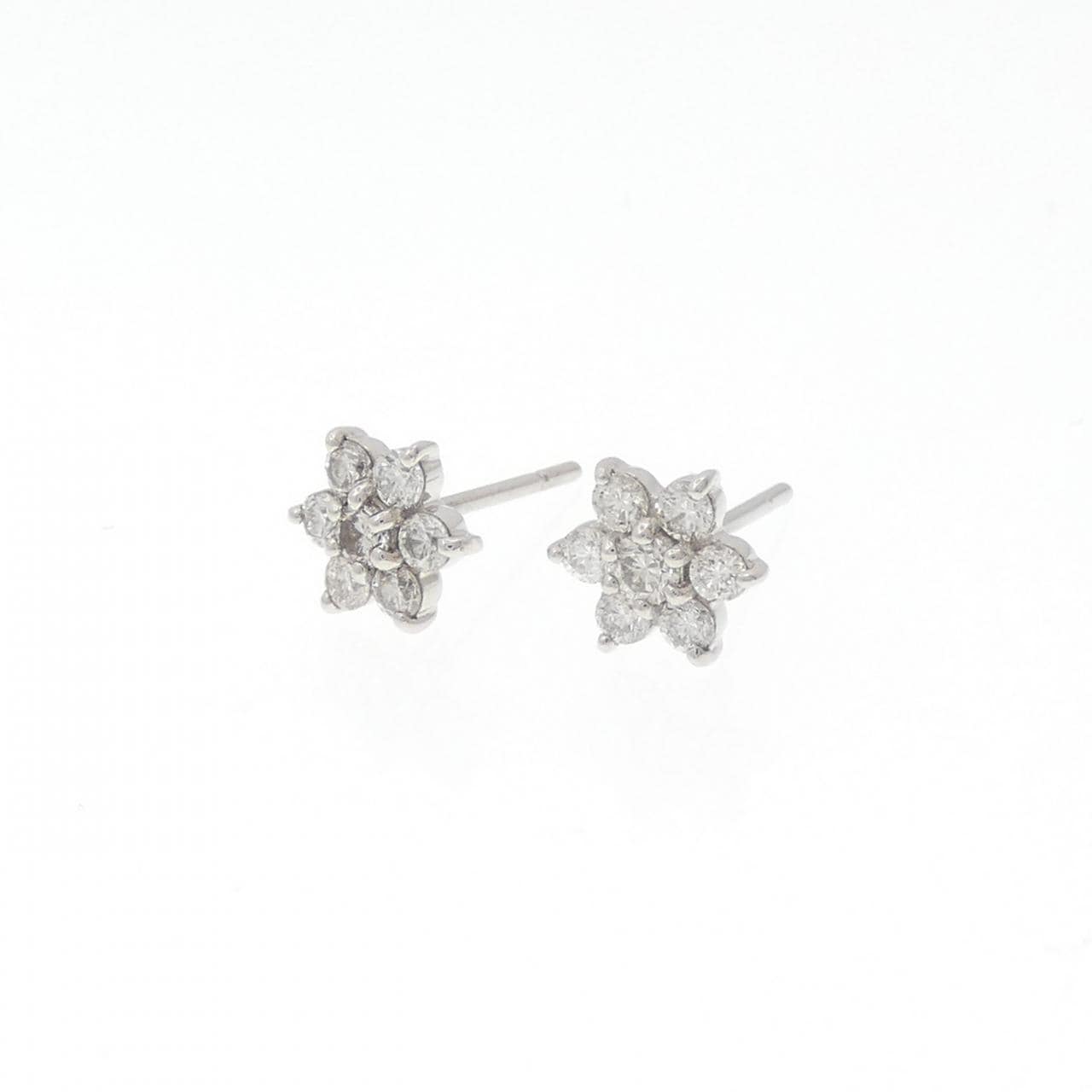 PT900 フラワー ダイヤモンド ピアス 0.30CT