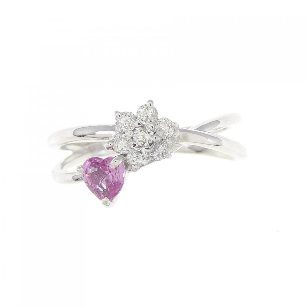 K18WG Heart x Flower Sapphire Ring 0.25CT
