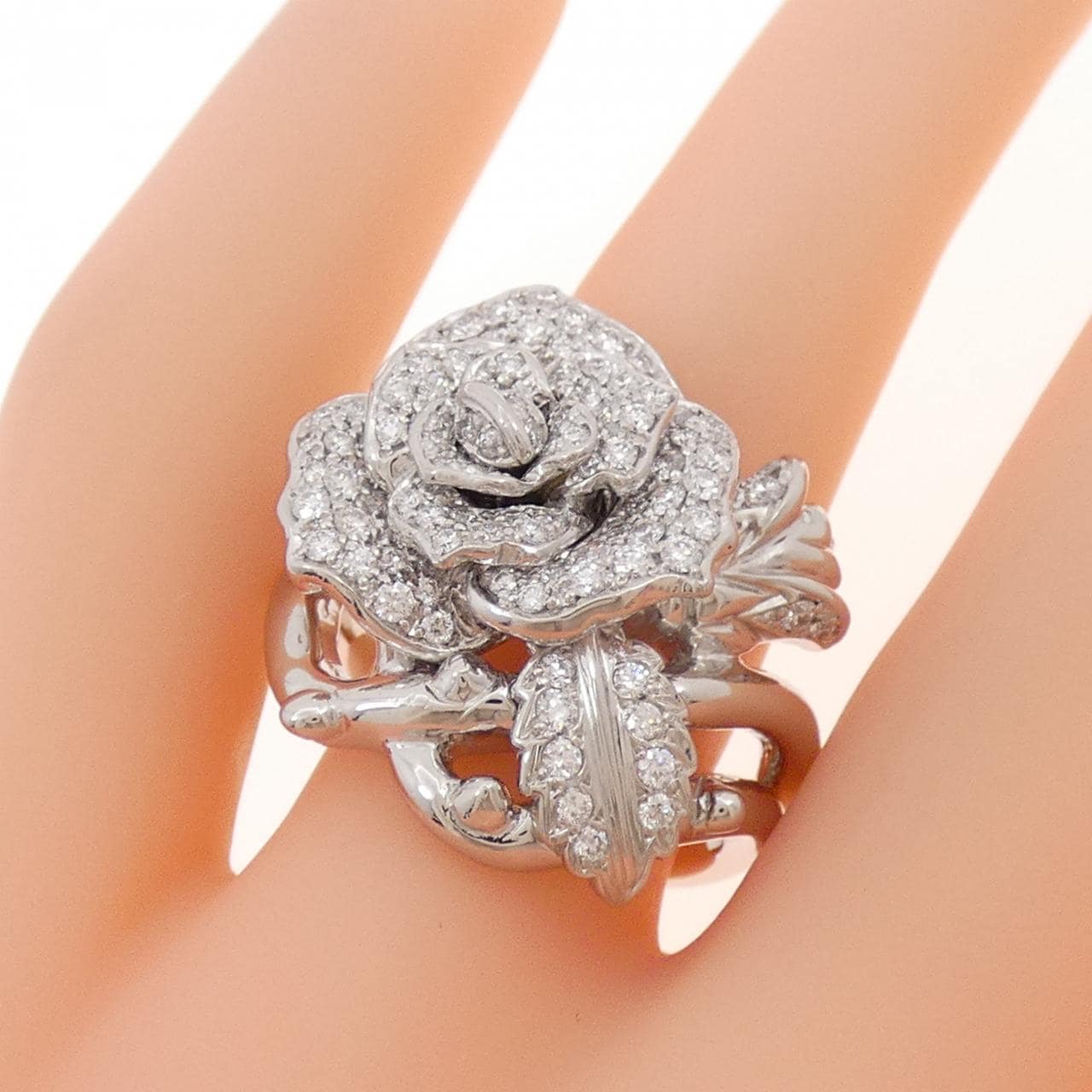 PT900 ローズ パヴェ ダイヤモンド リング 0.80CT