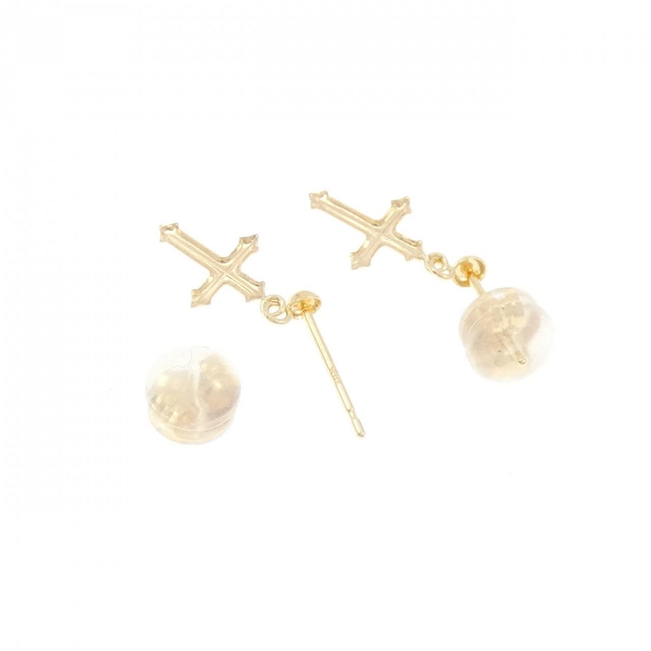 [BRAND NEW] K18YG cross earrings