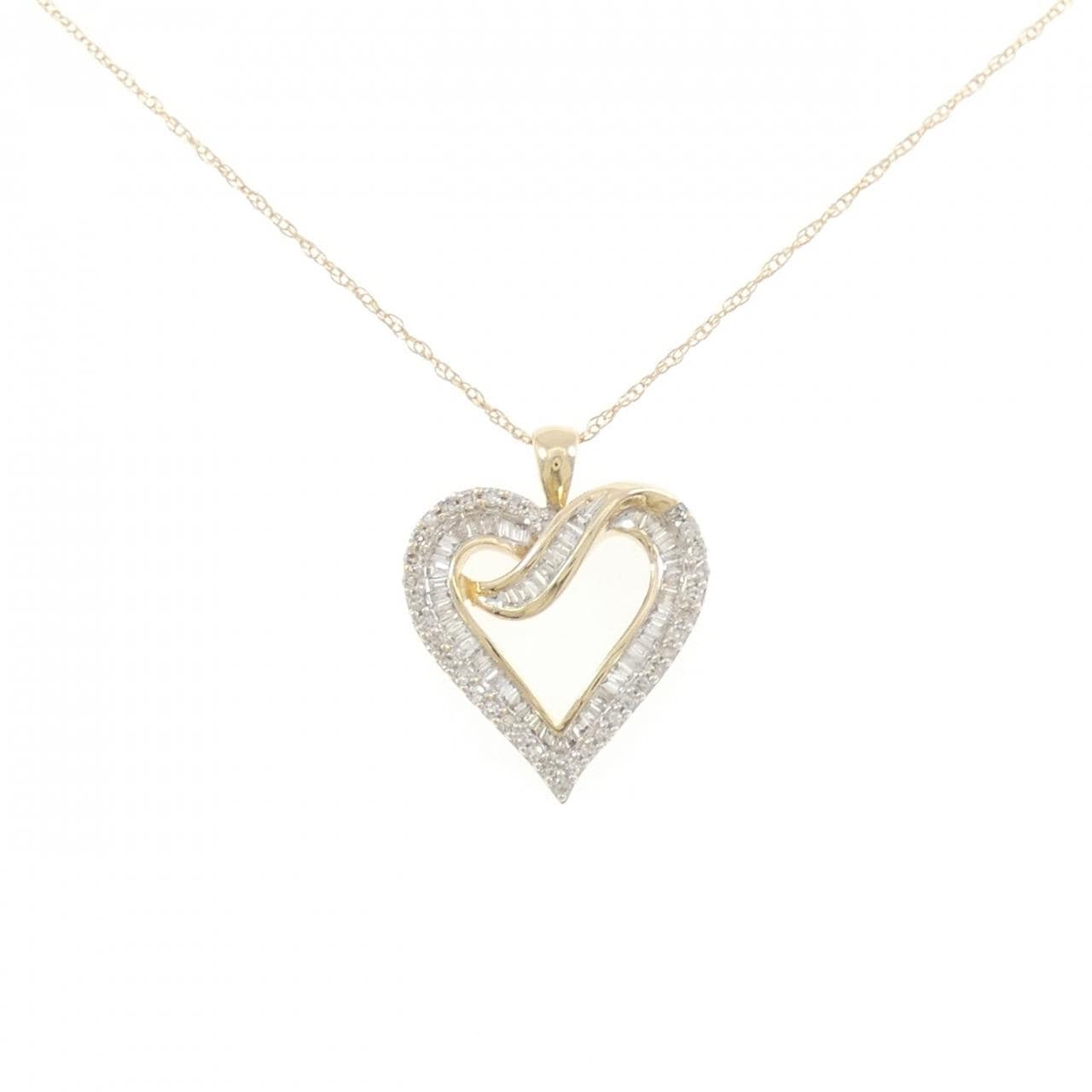 14KYG ハート ダイヤモンド ネックレス