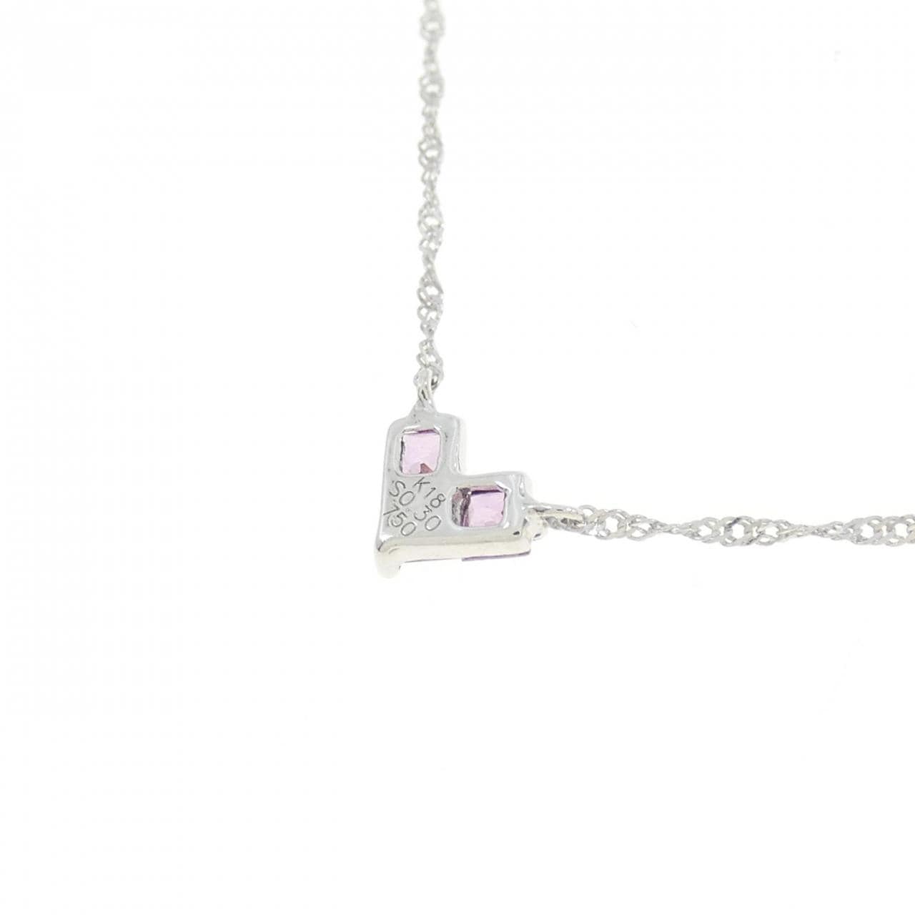 K18WG ハート サファイヤ ネックレス 0.30CT