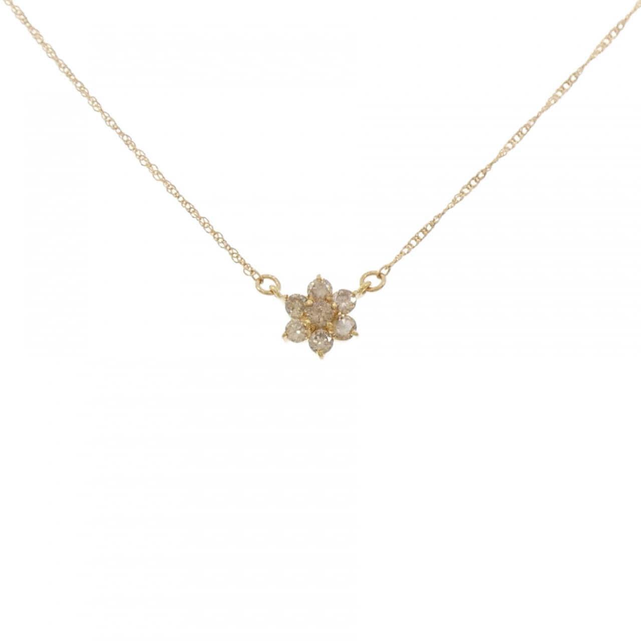 K18YG フラワー ダイヤモンド ネックレス 0.30CT