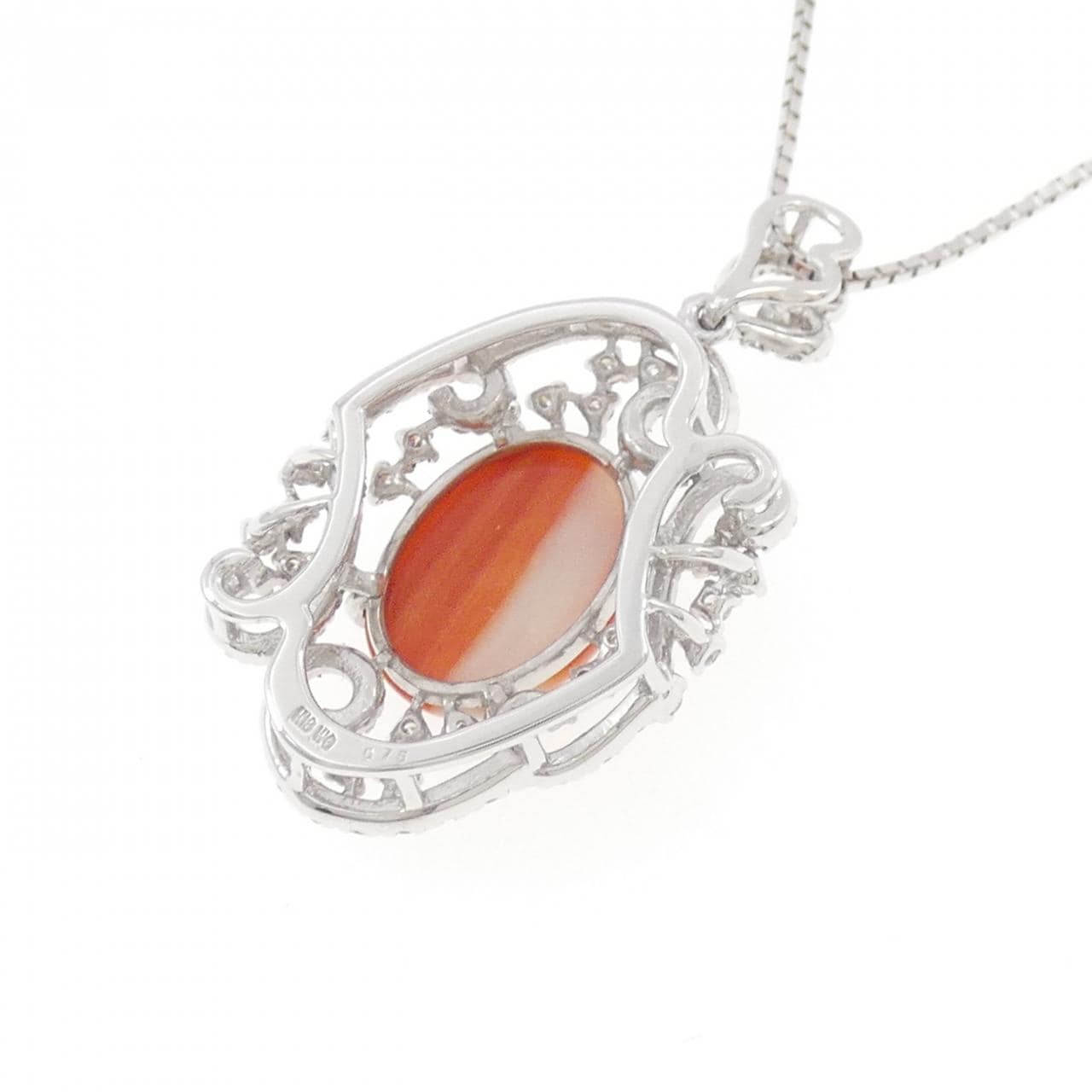 K18WG サンゴ ネックレス