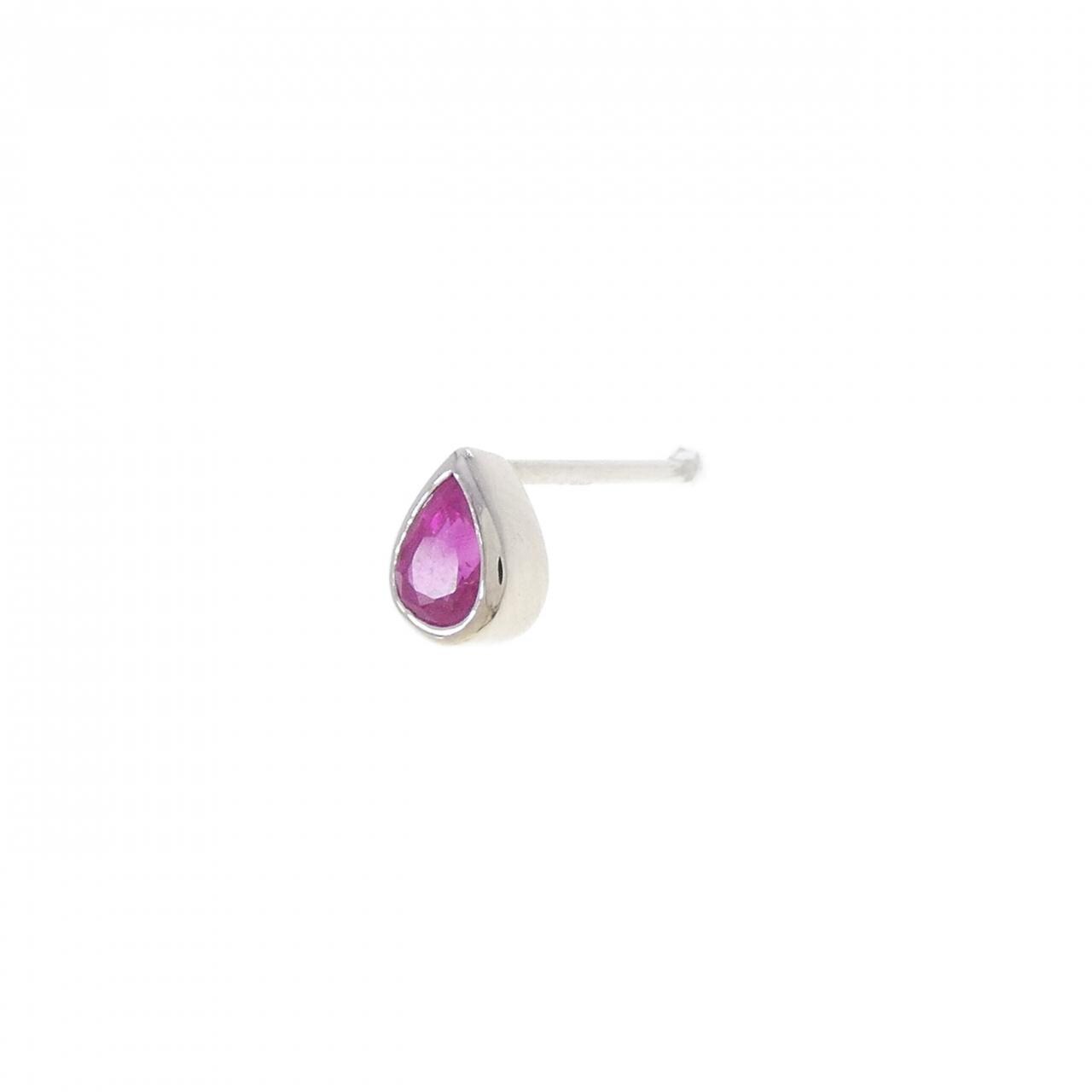 PT900 ルビー ピアス 0.34CT 片耳