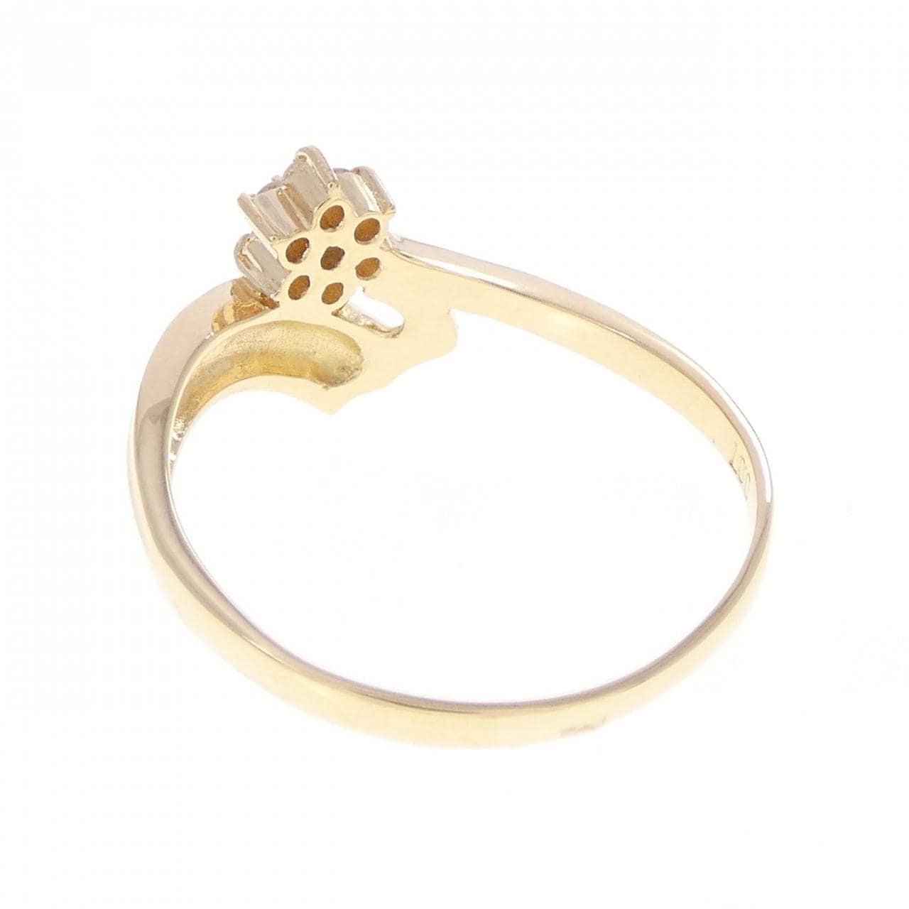 K18YG フラワー ダイヤモンド リング 0.07CT