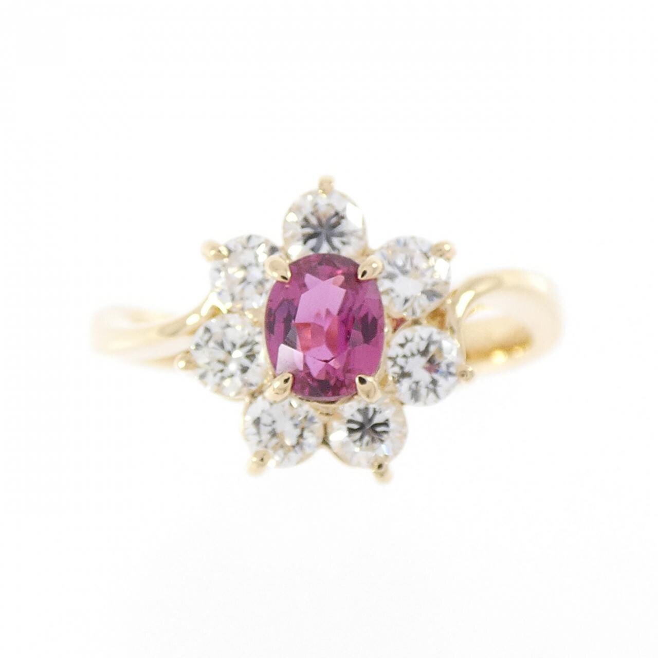 K18YG フラワー ルビー リング 0.52CT