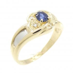 K18YG/PT900 サファイヤ リング 0.24CT