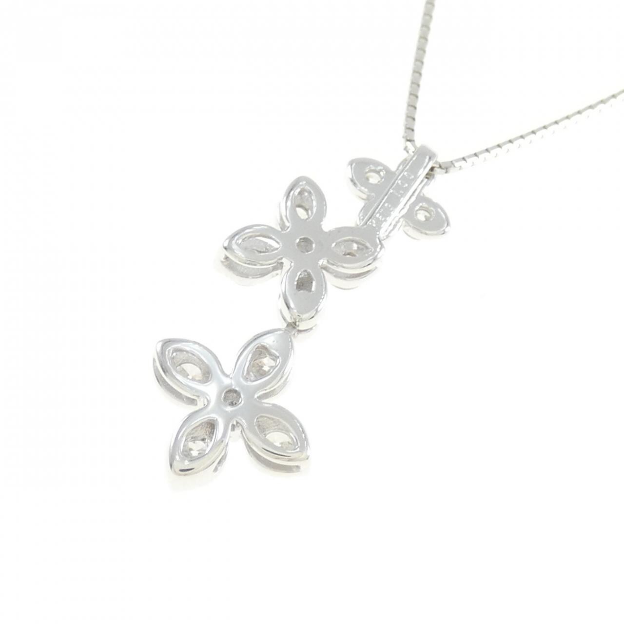 K18WG フラワー ダイヤモンド ネックレス 1.00CT