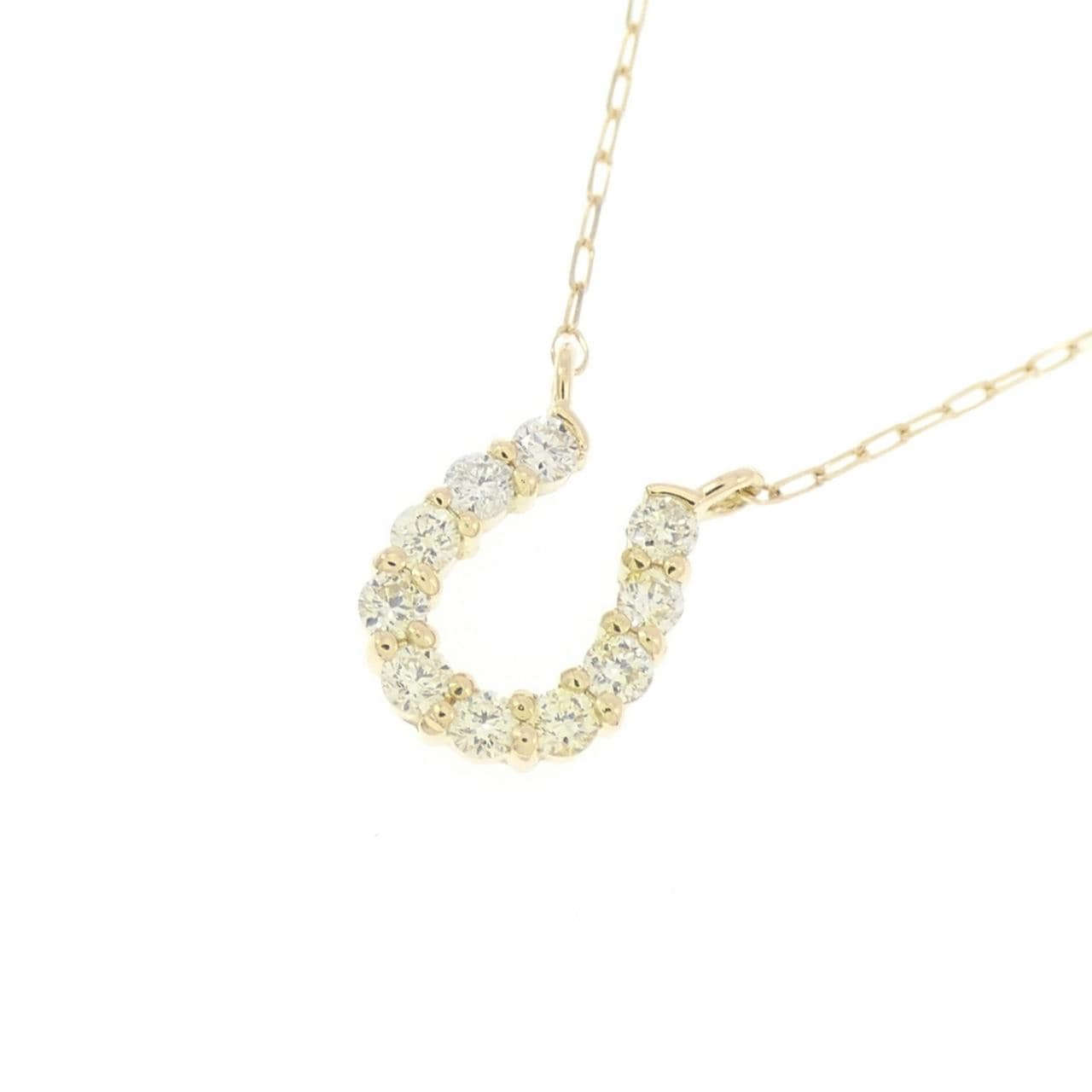 【新品】K18YG ホースシュー ダイヤモンド ネックレス 0.10CT