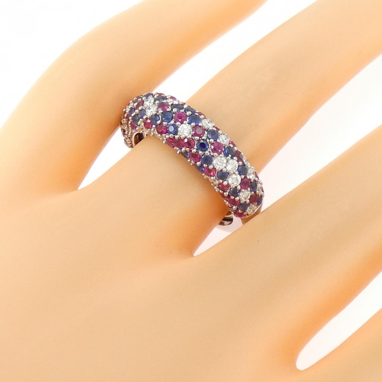 K18WG カラーストーン リング