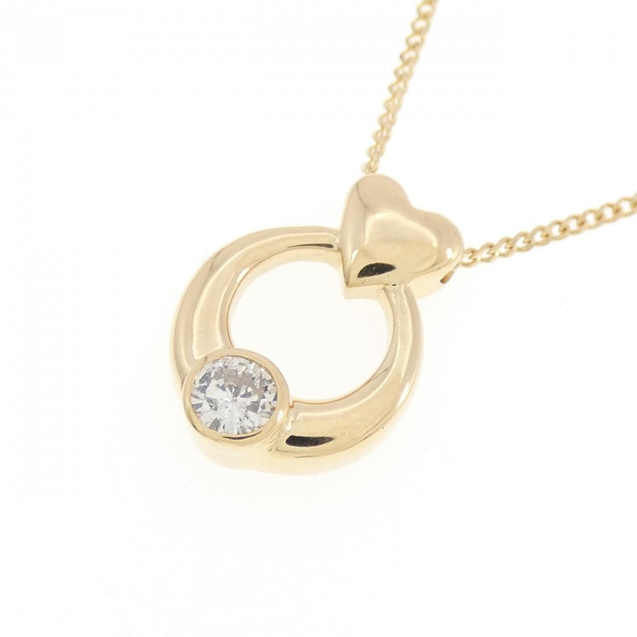 K18YG ハート ダイヤモンド ネックレス 0.11CT