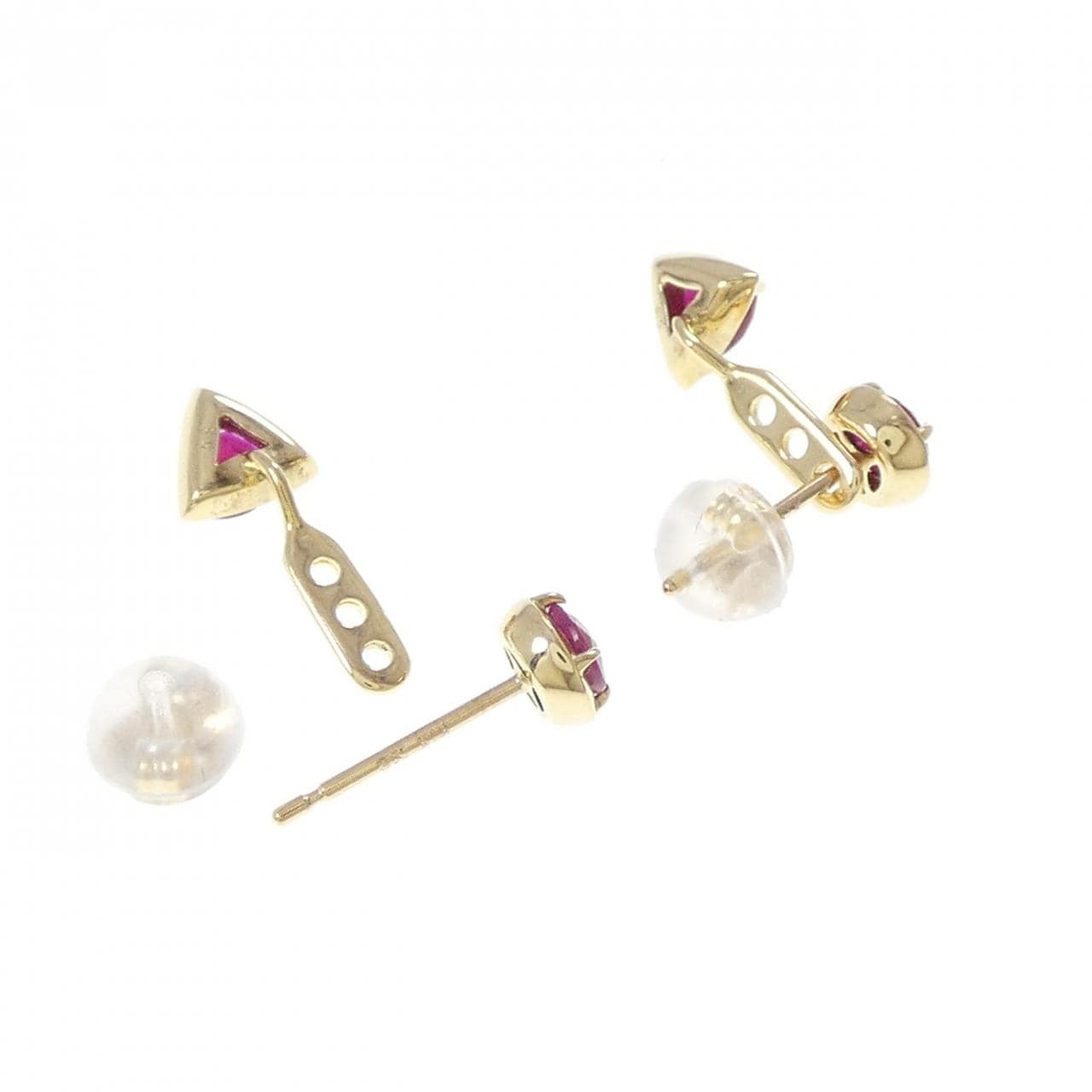 K18YG 2WAY ルビー ピアス 0.72CT