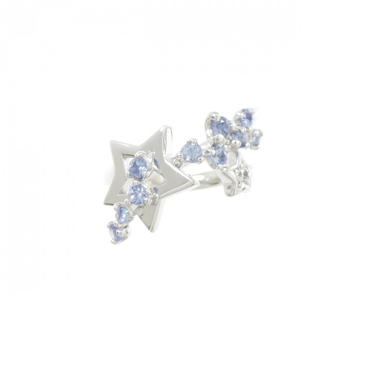 K18WG スター サファイヤ ピンキーリング 0.24CT