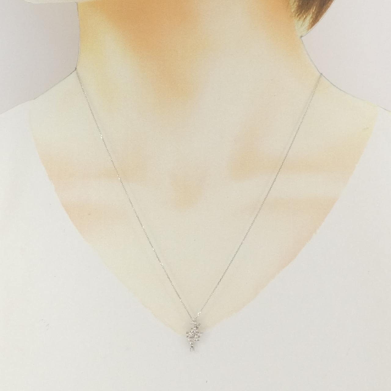 4℃　Pt850　プラチナ　ダイヤモンド　星　花　フラワー　ネックレス コメ兵｜純PT/PT850 フラワー ダイヤモンド ネックレス 0.02CT