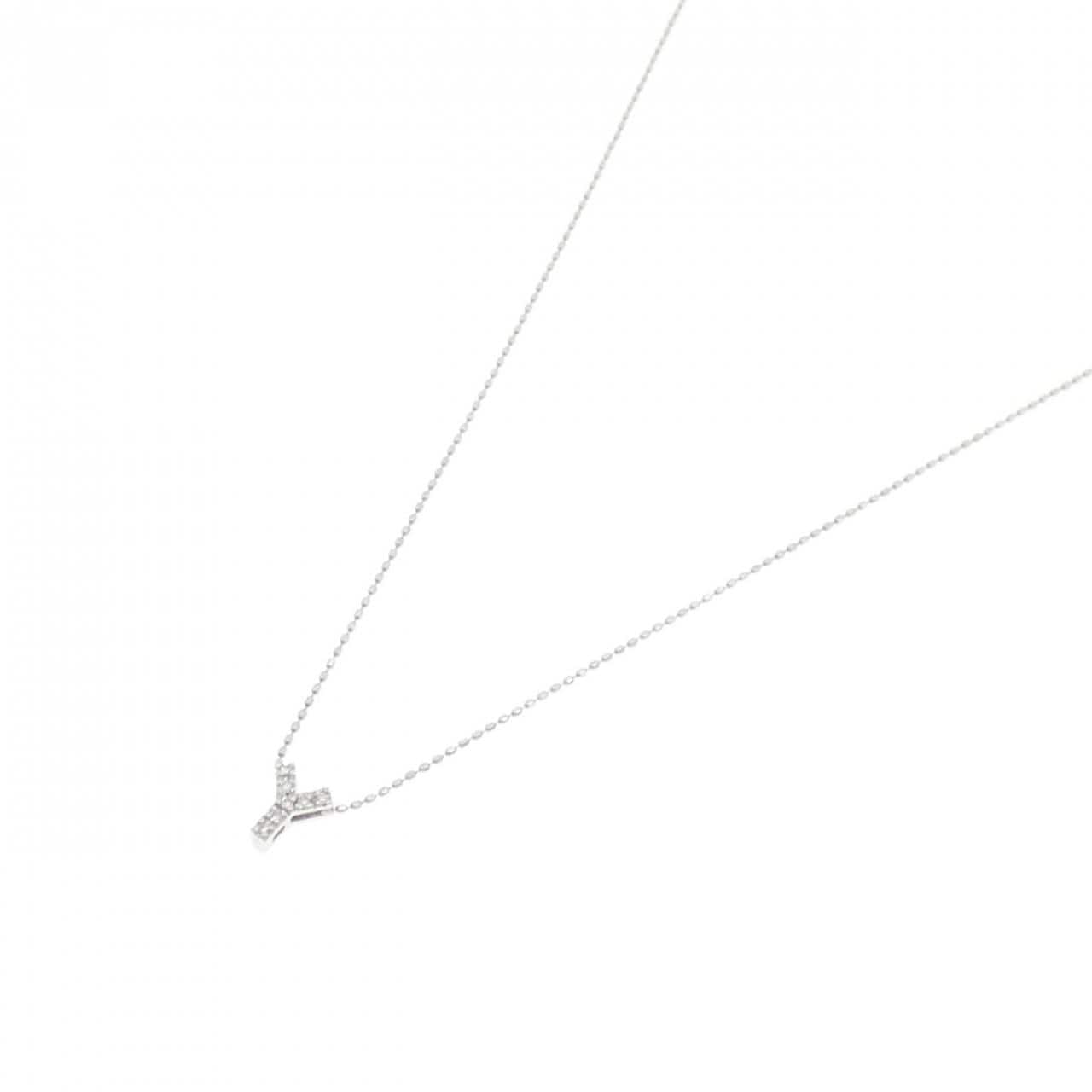 K18WG イニシャルY ダイヤモンド ネックレス 0.05CT