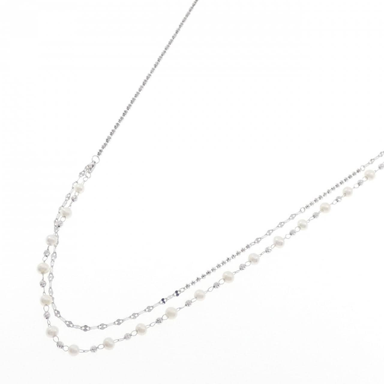 K18WG 淡水パール ネックレス