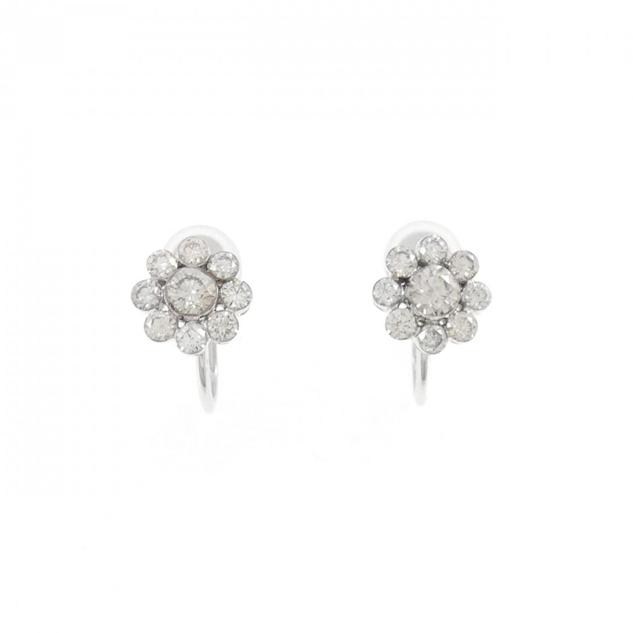 K18WG Flower Diamond Earrings 0.60CT