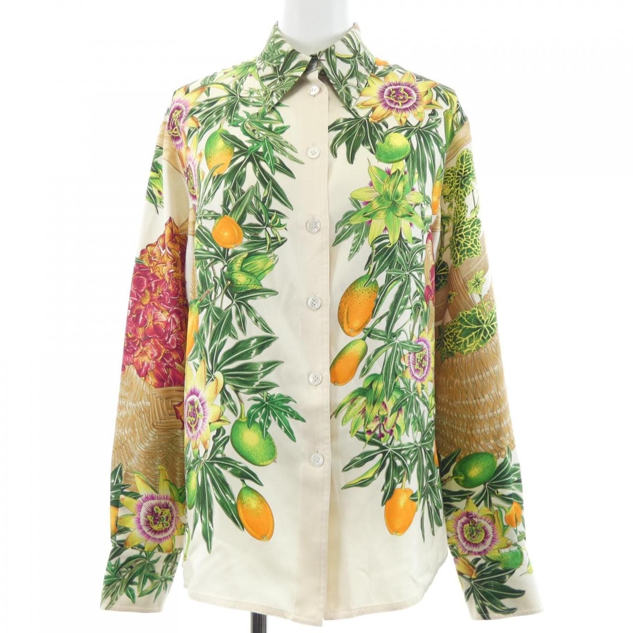 エルメス HERMES PASSIFLORES ツイルレーヌ. シャツ