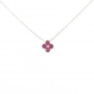 K18PG フラワー ルビー ネックレス 0.39CT