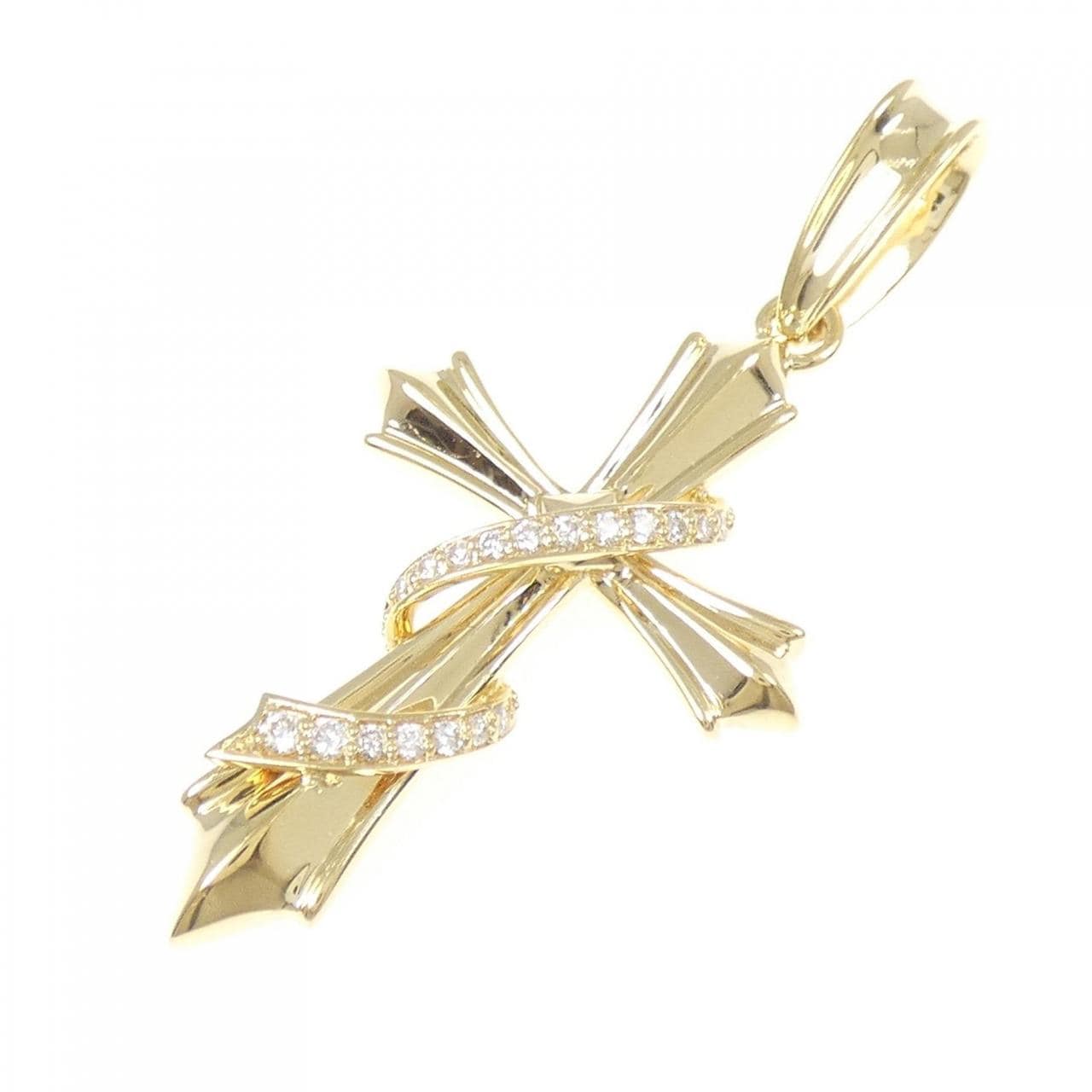K18YG クロス ダイヤモンド ペンダント 0.10CT
